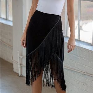 Black Fringe Wrap Skirt